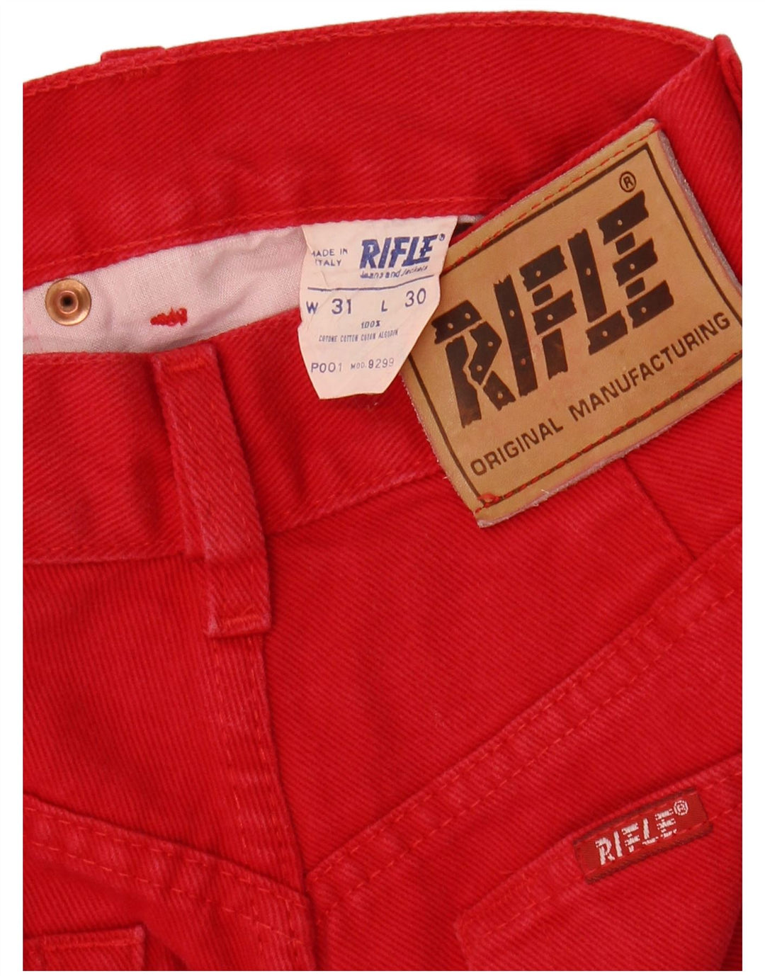 RIFLE Womens Tapered Jeans W31 L30  Red Cotton