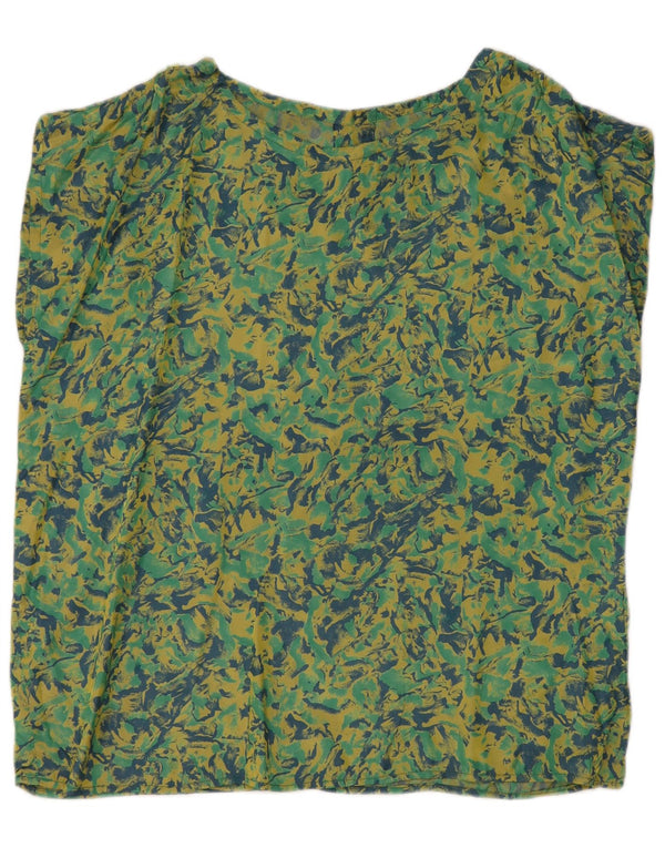 Vintage Damen Bluse Top UK 18 XL Grün geblümt