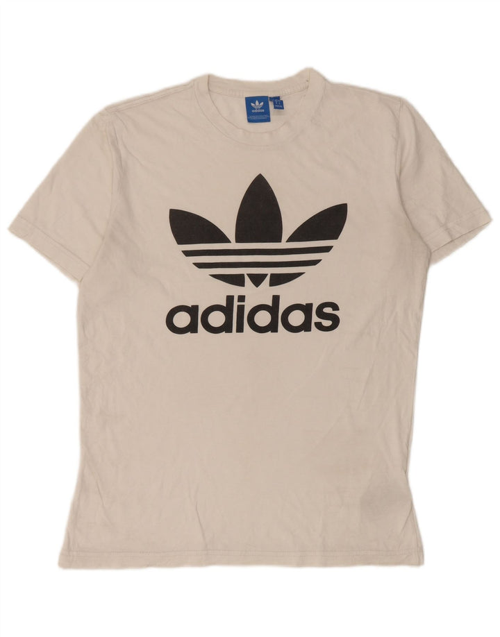 Adidas Herren Grafik-T-Shirt-Oberteil aus mittelweißer Baumwolle