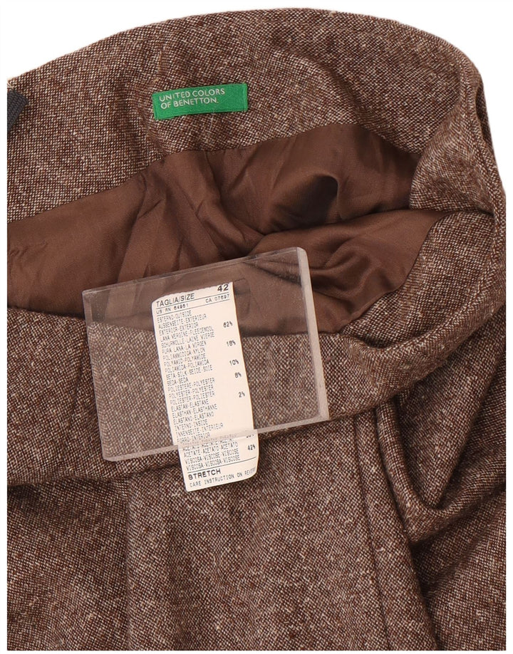 Benetton Womens Mini Straight Rock IT 42 Medium W28 Braun gesprenkelte Wolle