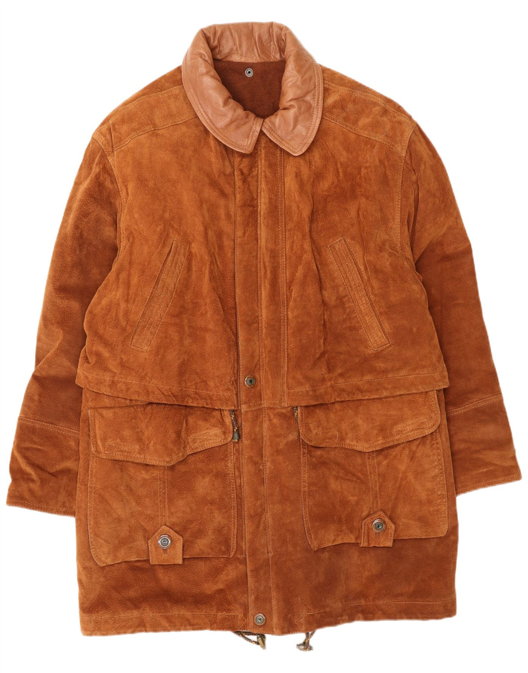 Vintage Herren Wildledermantel IT 48 Mittelbraunes Leder