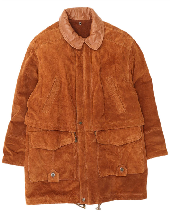 Vintage Herren Wildledermantel IT 48 Mittelbraunes Leder