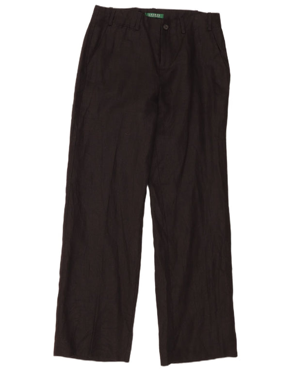Ralph Lauren Damen-Chinohose mit weitem Bein, US 4, Größe S, W32, L33, schwarzes Leinen