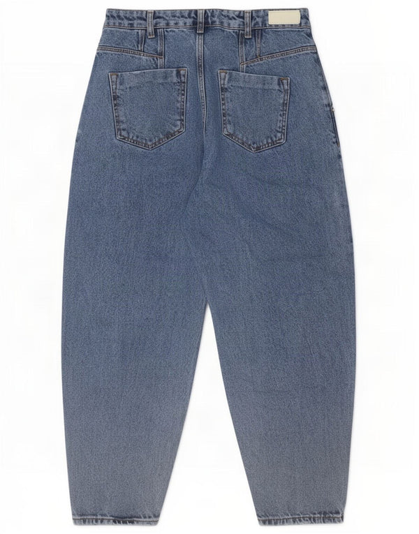 Zara Damen High Waist Crop Loose Jeans EU 38 Small W28 L25 Blaue Baumwolle