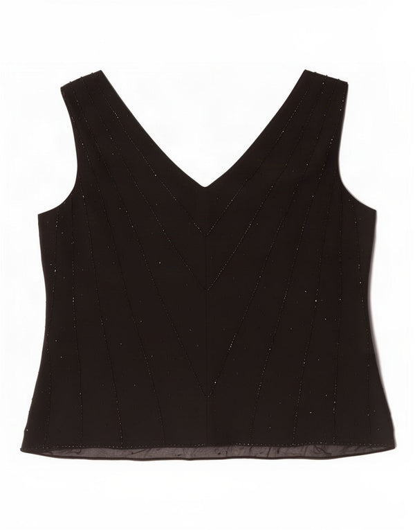 Marks & Spencer Damen ärmelloses Blusenoberteil, UK 20 2XL, schwarze Seide
