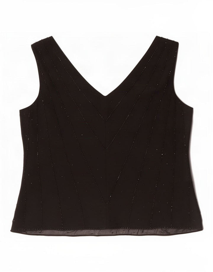 Marks & Spencer Damen ärmelloses Blusenoberteil, UK 20 2XL, schwarze Seide