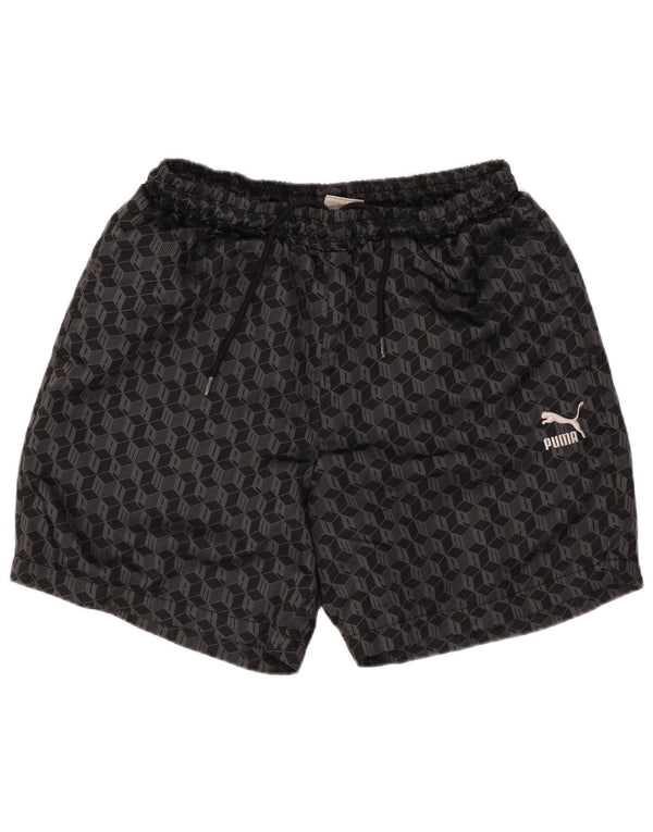 Puma Herren-Badeshorts, klein, schwarz, geometrisch, Polyester