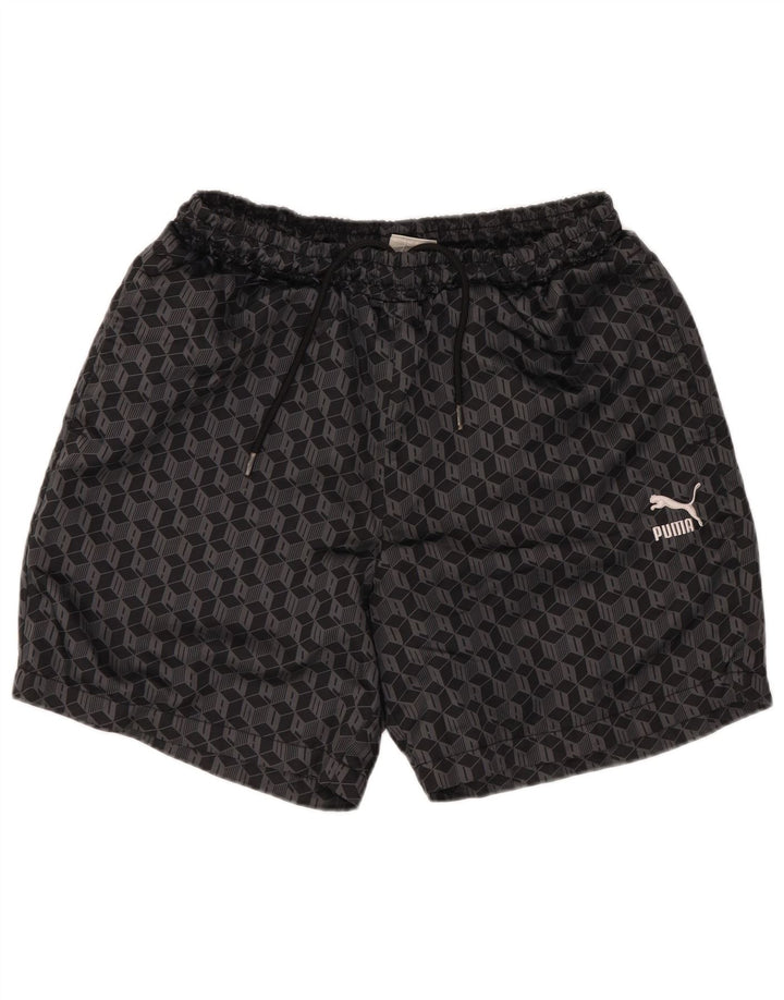 Puma Herren-Badeshorts, klein, schwarz, geometrisch, Polyester