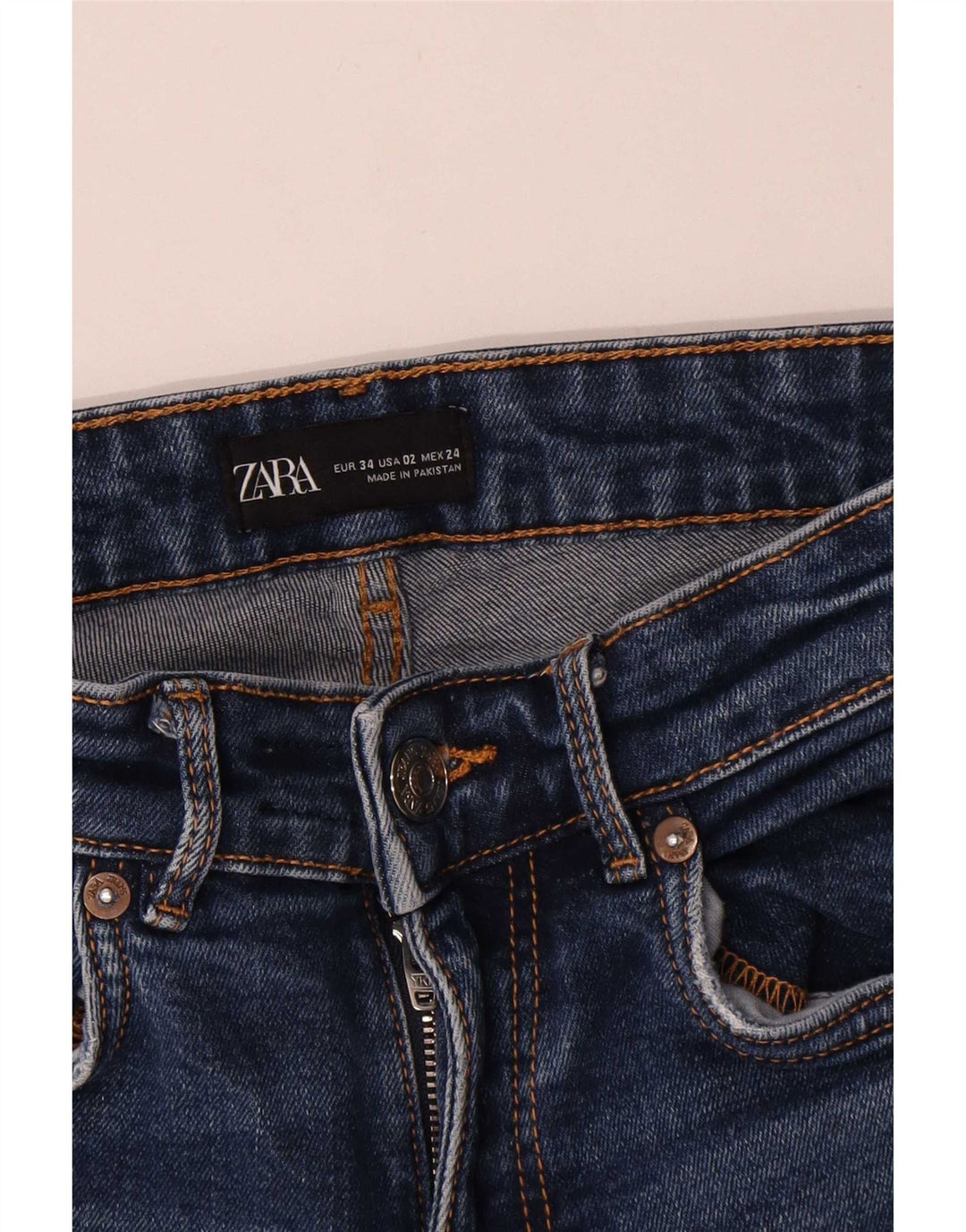 Zara Damen Crop Flared Jeans EU 34 2XS W24 L25 Blau