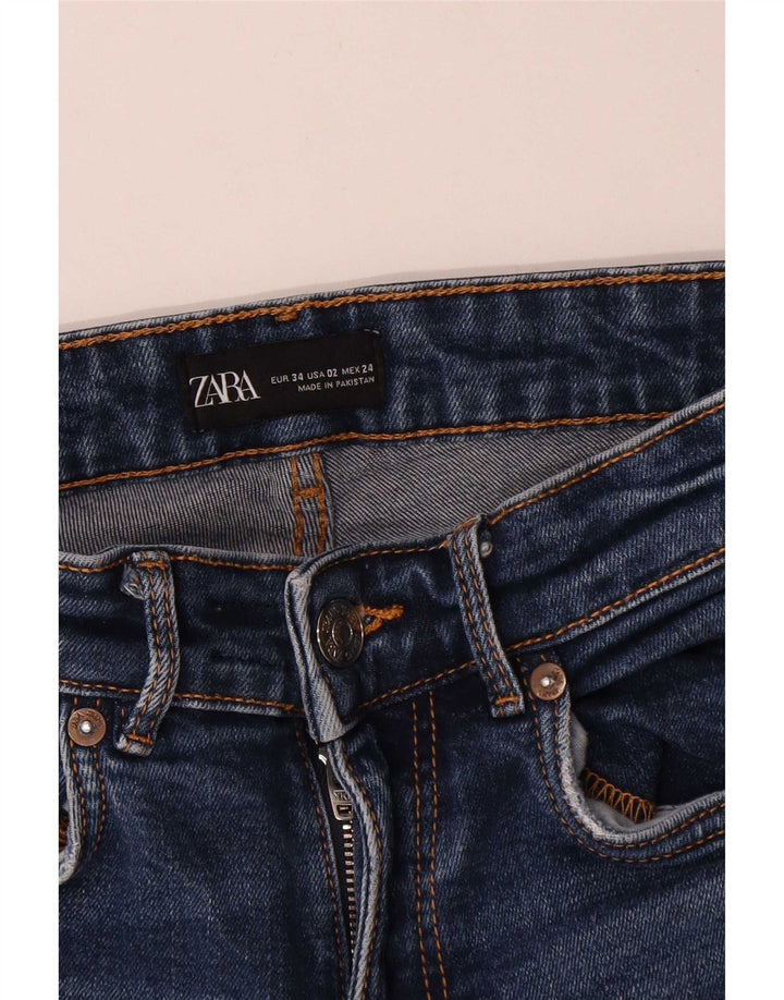 Zara Damen Crop Flared Jeans EU 34 2XS W24 L25 Blau