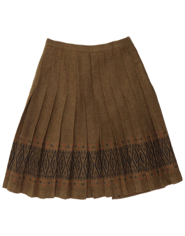 Vintage Damen Wickelmesser Faltenrock W30 Medium Khaki Geometrisch