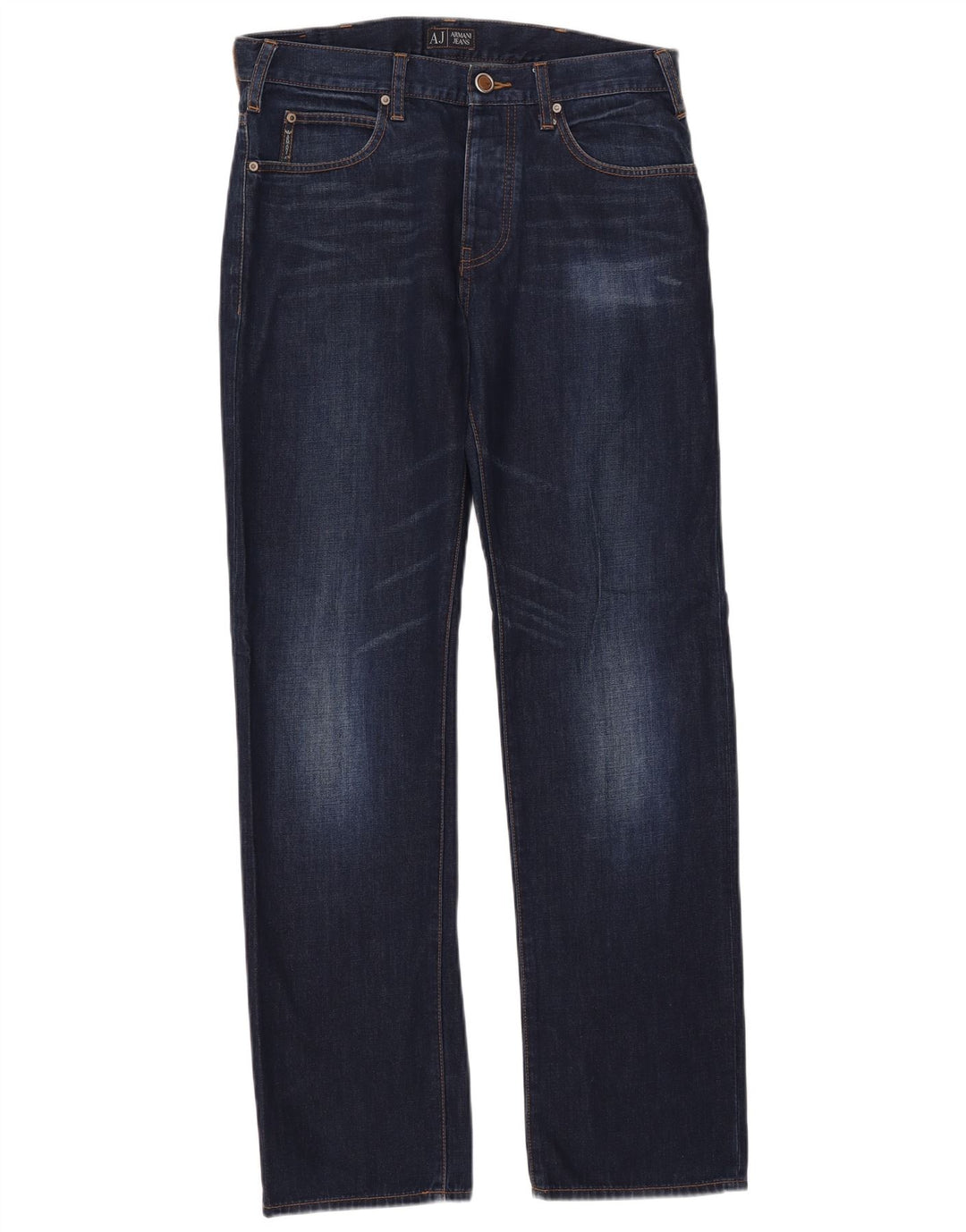 ARMANI Herren Straight Jeans W32 L32 Marineblaue Baumwolle