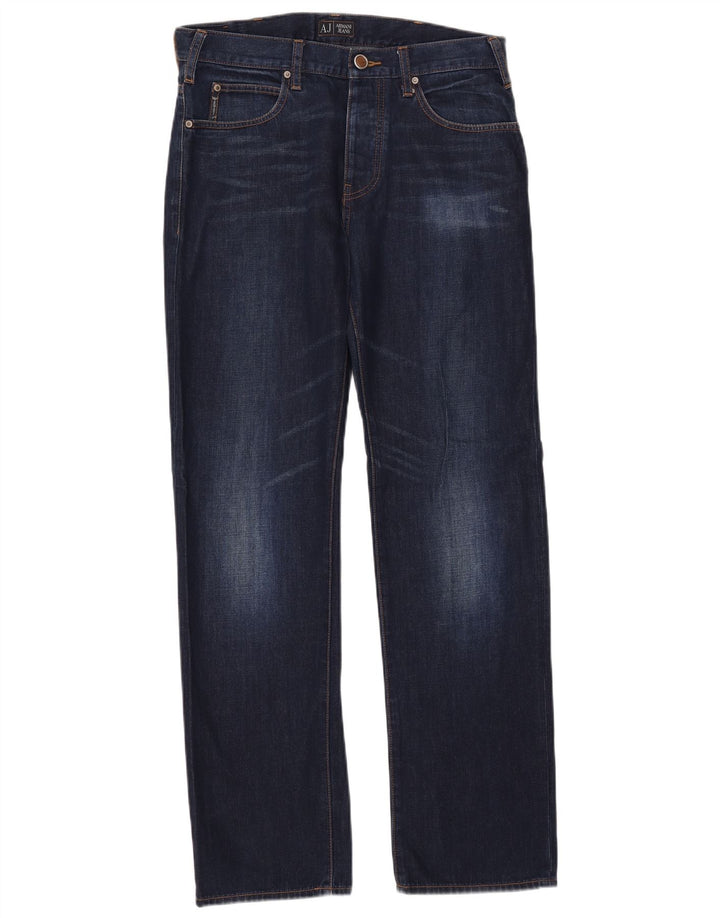 ARMANI Herren Straight Jeans W32 L32 Marineblaue Baumwolle