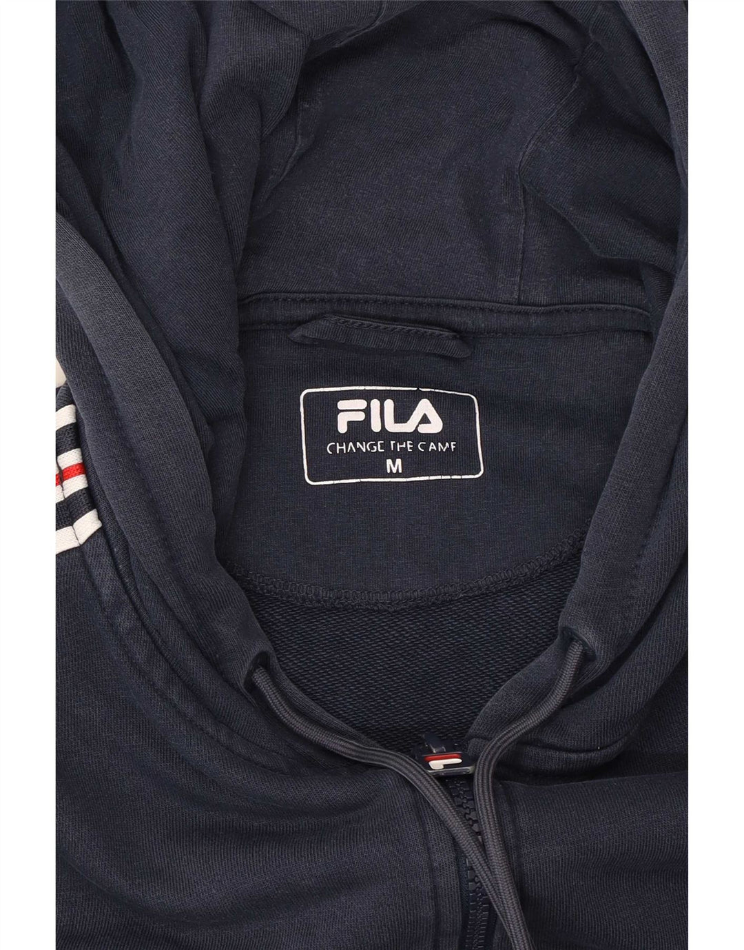 Fila Herren-Kapuzenpullover mit grafischem Reißverschluss, mittelmarineblau gestreift