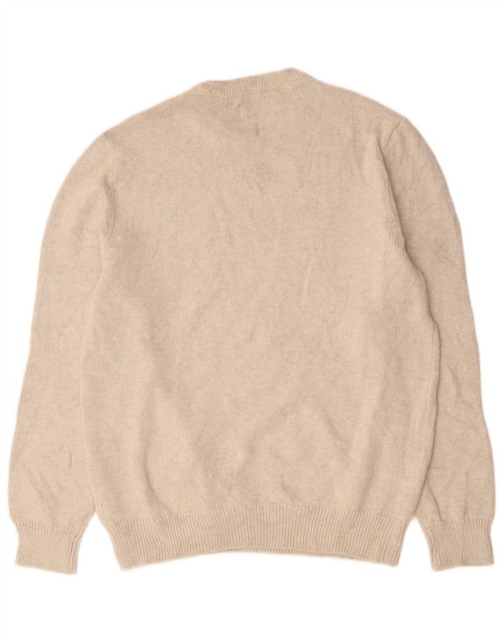 Chaps Herren-Pullover mit Rundhalsausschnitt, mittelgroß, cremefarbene Baumwolle