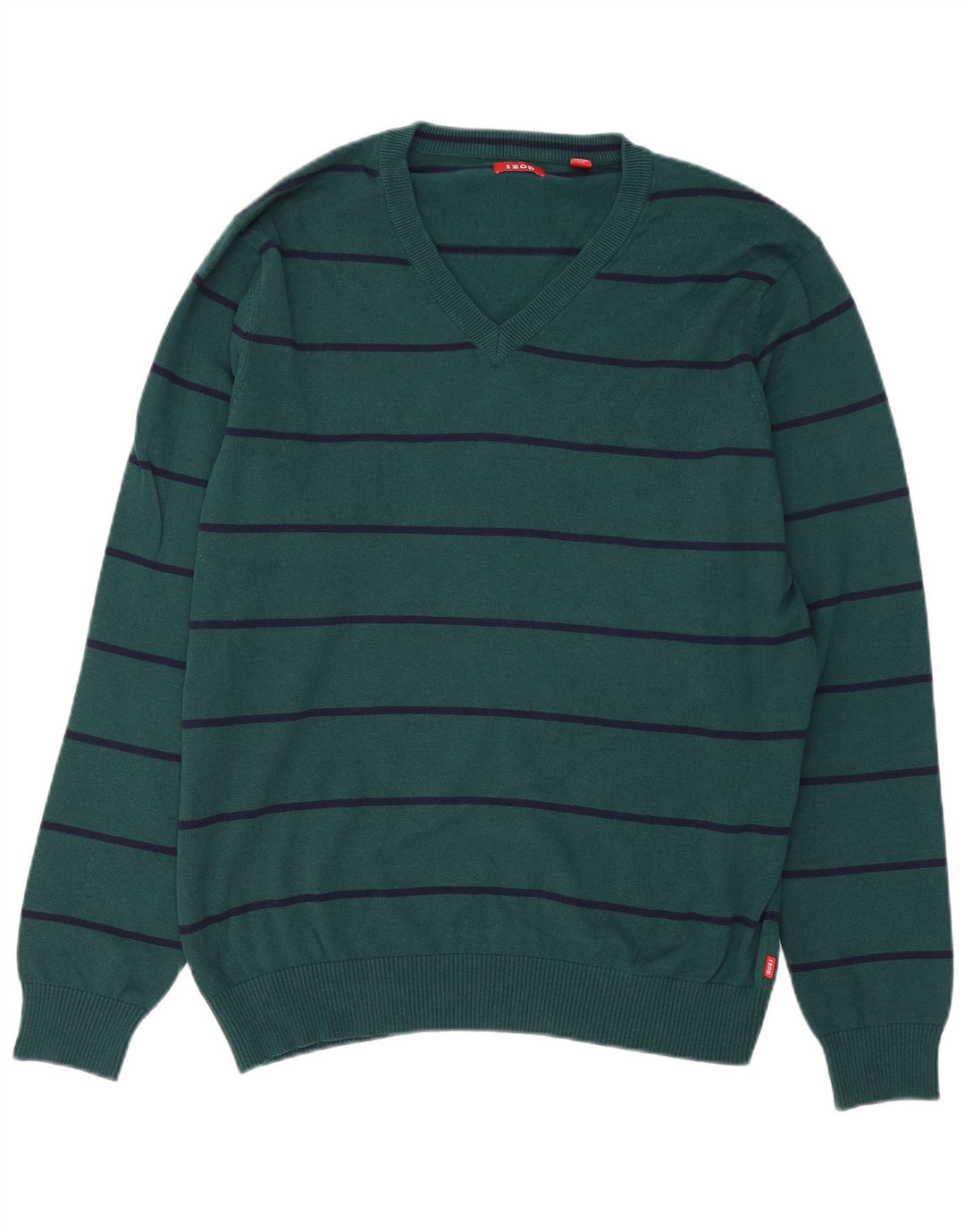 IZOD Herren-Pullover mit V-Ausschnitt, groß, grün gestreift, Baumwolle
