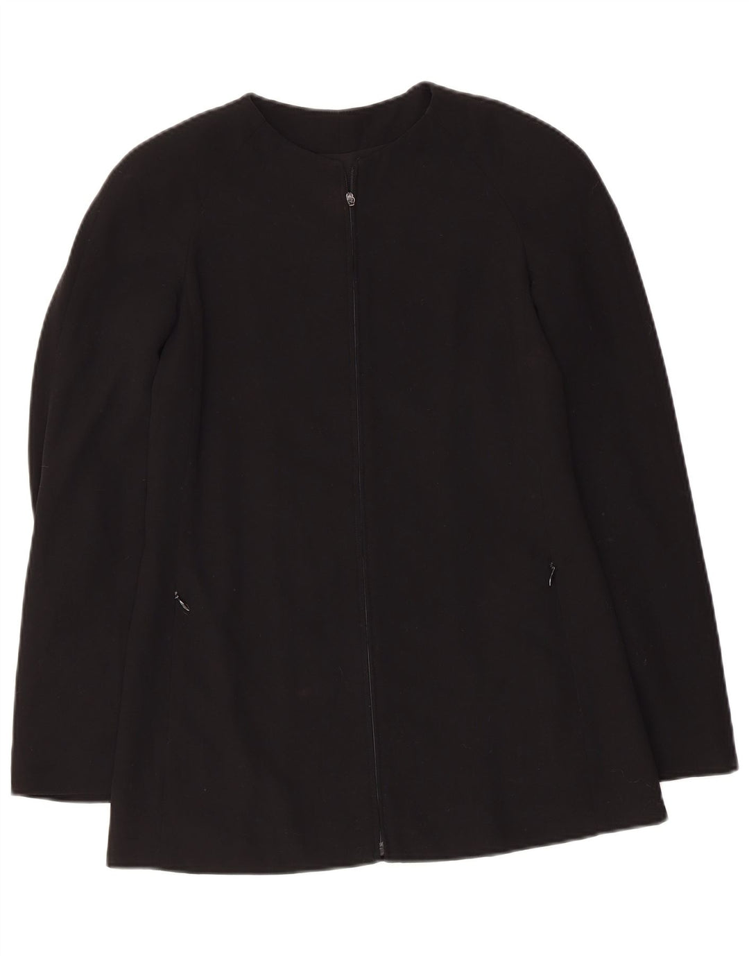 Giorgio Armani Damen Blazerjacke mit durchgehendem Reißverschluss IT 38 XS Schwarze Schurwolle