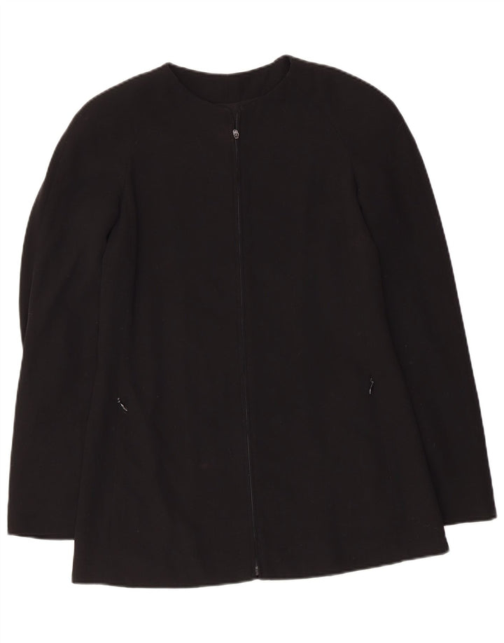 Giorgio Armani Damen Blazerjacke mit durchgehendem Reißverschluss IT 38 XS Schwarze Schurwolle