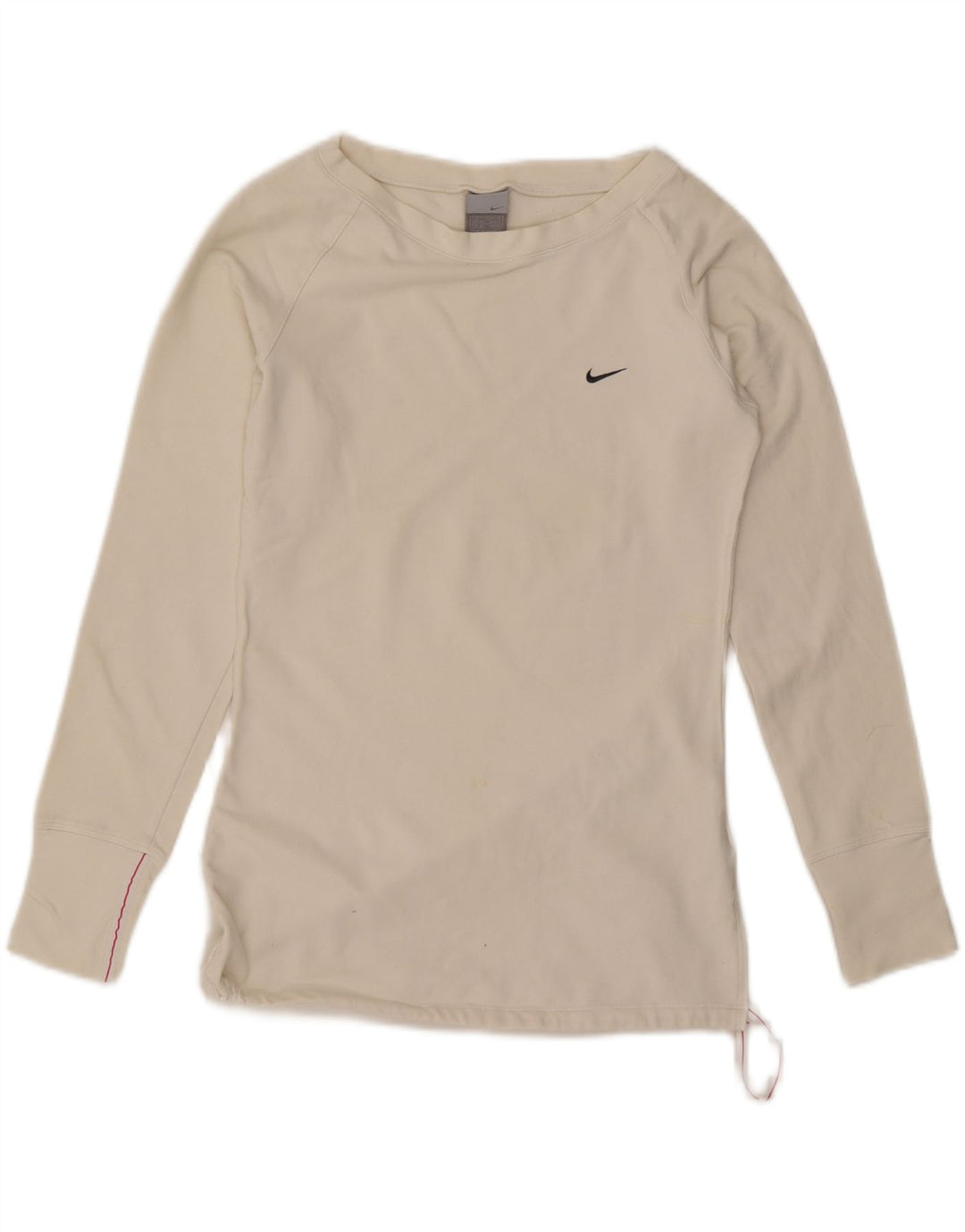 Nike Damen Top Langarm UK 10/12 Mittelweiße Baumwolle