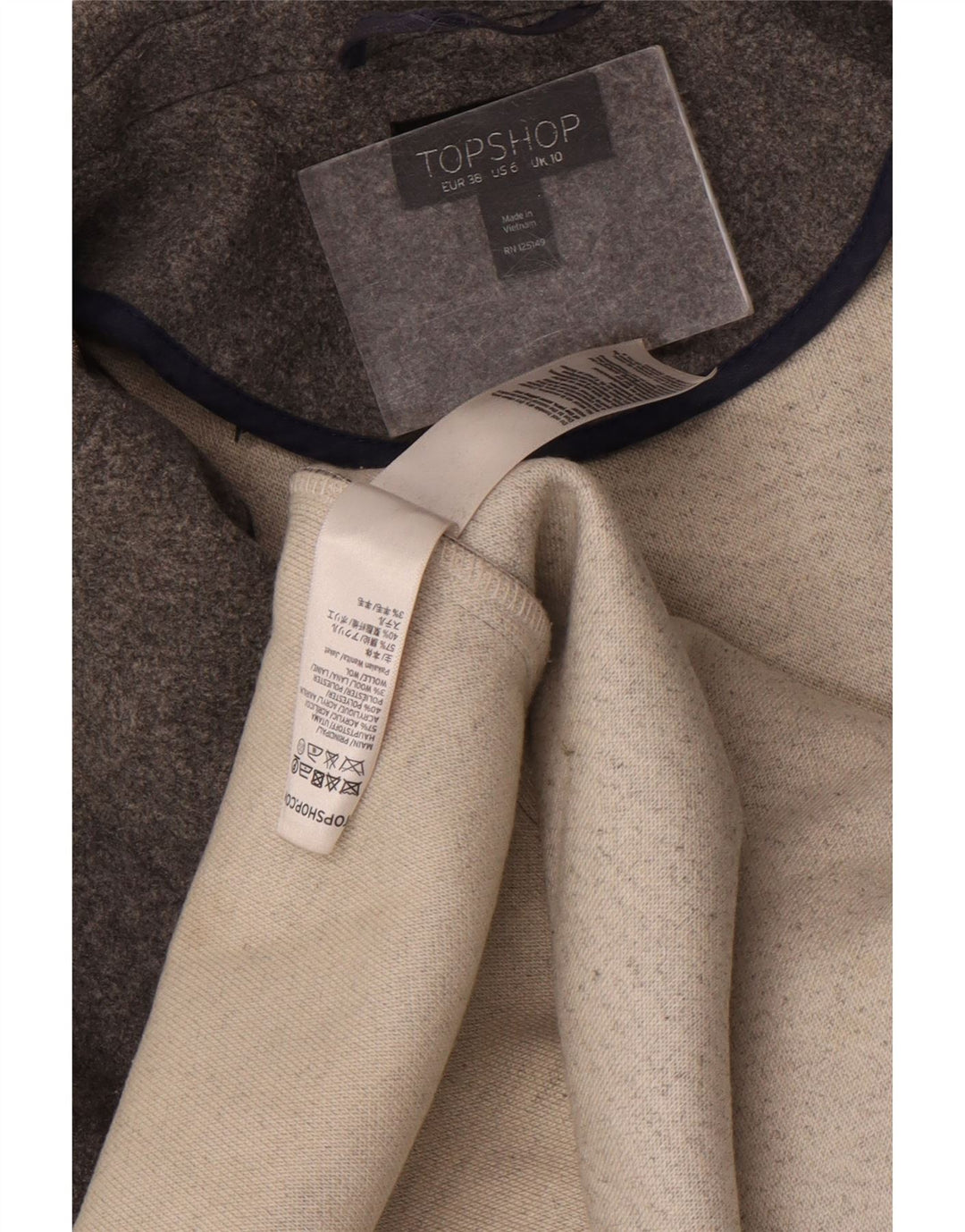Topshop Damen Übergroßer Mantel UK 10 Small Grau geflecktes Acryl