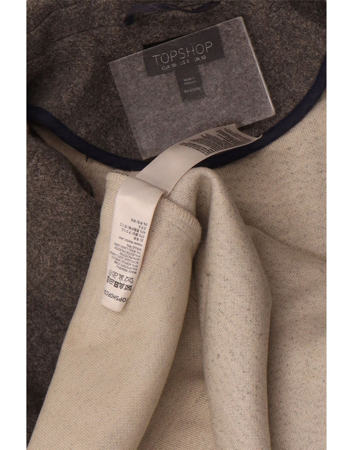 Topshop Damen Übergroßer Mantel UK 10 Small Grau geflecktes Acryl
