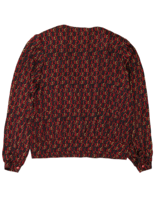 Vintage Damen LangarmBluse Top UK 16 Großes Burgunderrot Paisley
