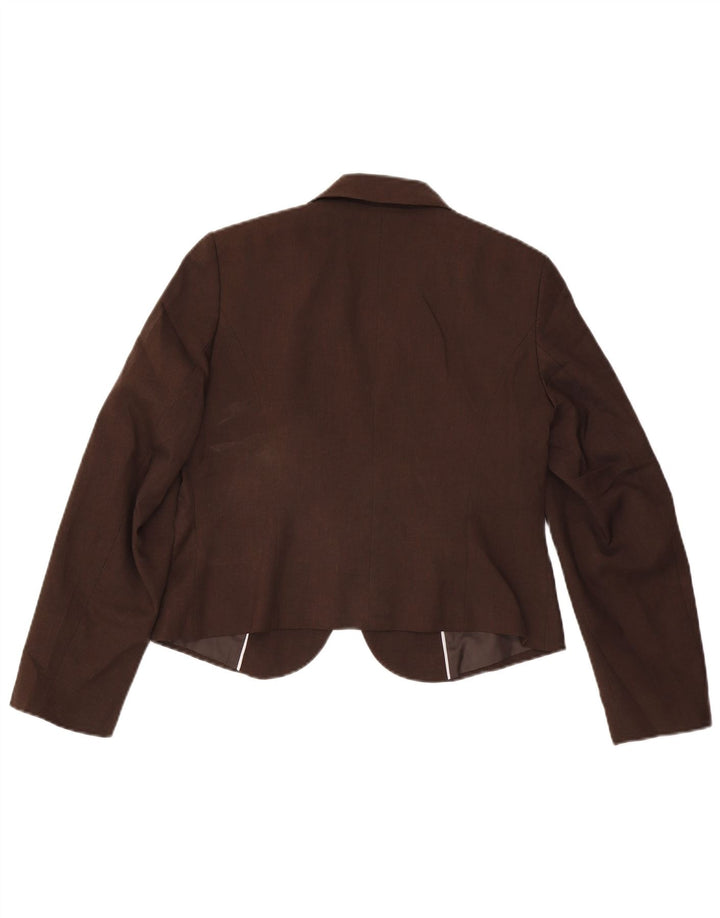 Marks & Spencer Damen-Blazerjacke mit 1 Knopf, UK 14, Mittelbraun, Polyester