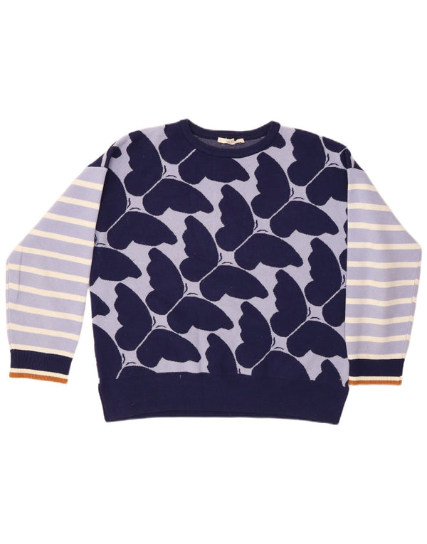 WHITE STUFF Damen-Pullover mit Rundhalsausschnitt, Gr. 40, Größe L, Marineblau gestreift