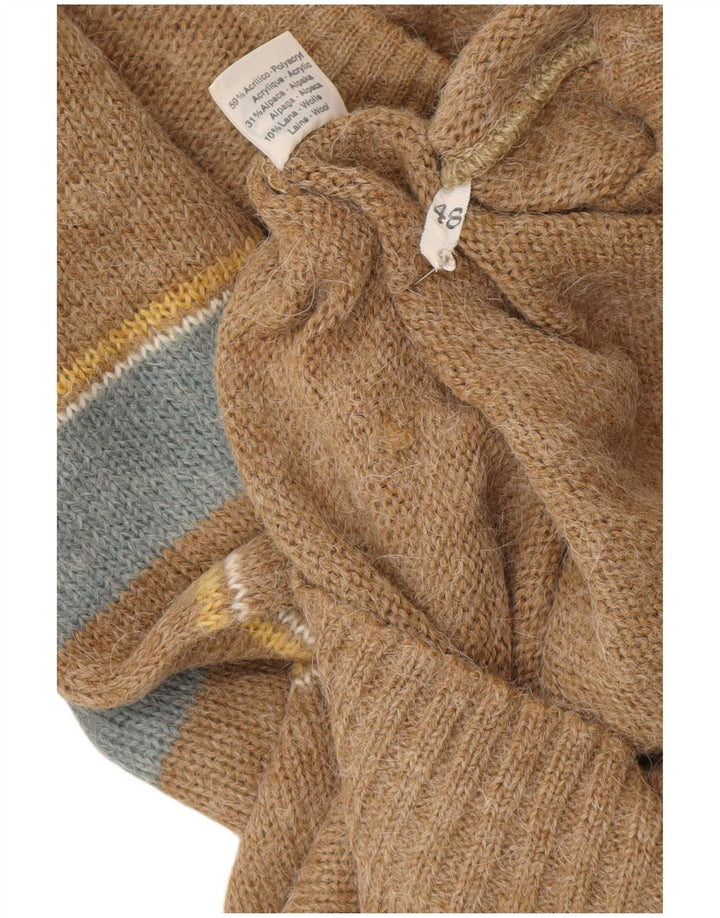 Portobello’s Herren-Pullover mit Rundhalsausschnitt, IT 48, Mittelbraun, Farbblock