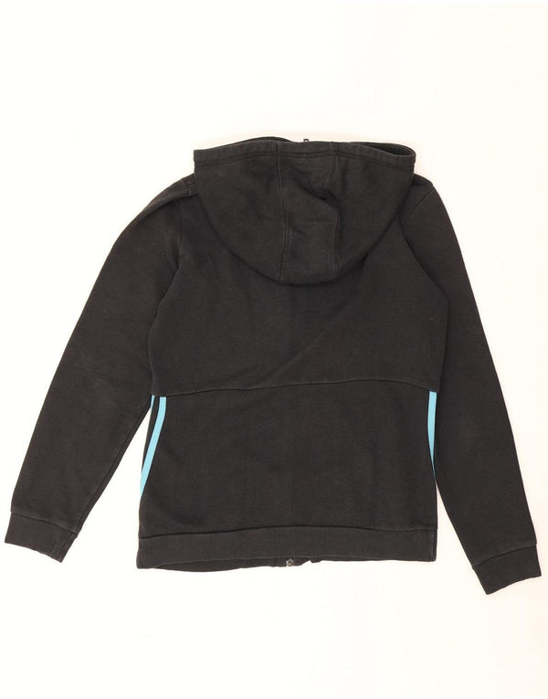 Adidas Damen Zip Hoodie Pullover UK 12/14 Mittelschwarze Baumwolle