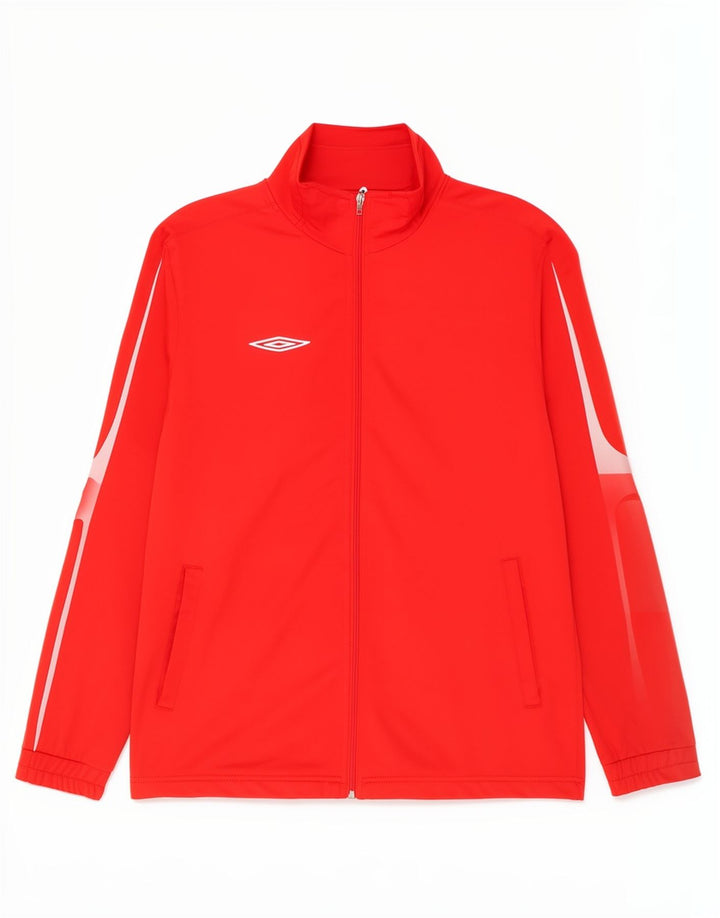 Umbro Herren-Trainingsanzug-Top-Jacke, Mittelrot, Farbblock, Polyester, Sport