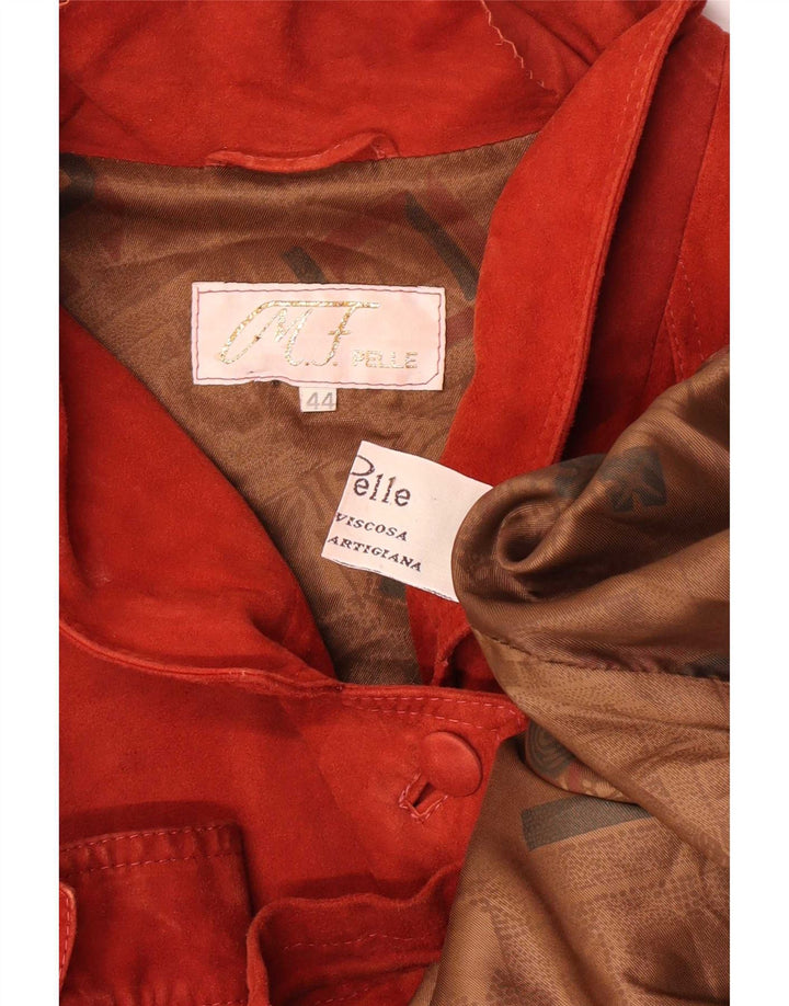 Vintage Damen Übergroße Wildlederjacke IT 44 Mittelrotes Leder