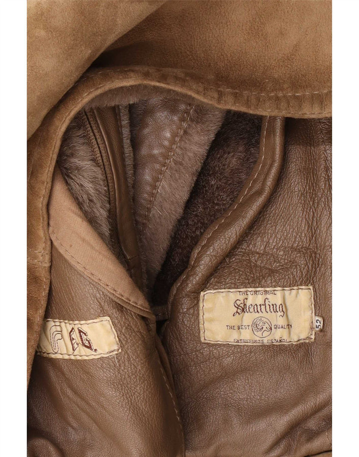 Vintage Herren Shearling Jacke IT 52 XL Beige