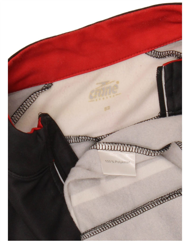 CRANE Herren-Pullover-Trainingsanzug-Oberteil mit Reißverschluss, Größe 52, groß, schwarz, geometrisch