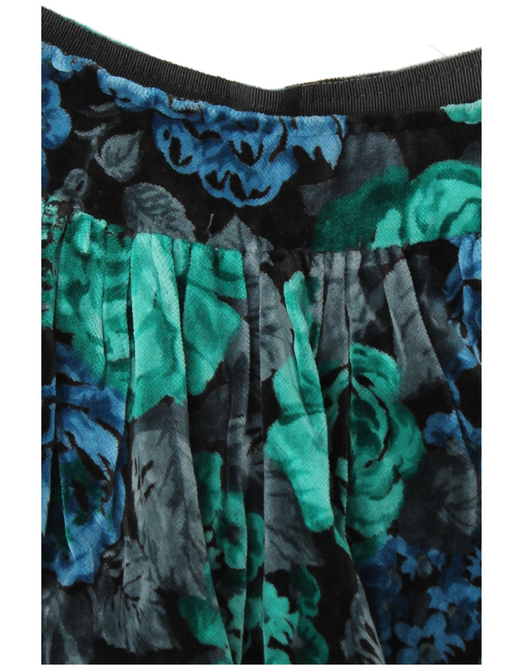 Vintage Damen-Samt-A-Linien-Rock W28 Medium Mehrfarbig geblümt