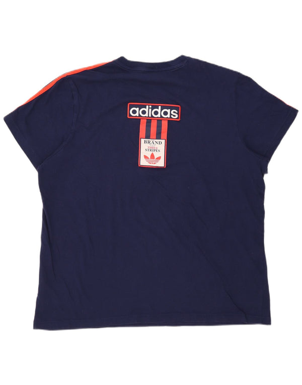 Adidas Damen Three Stripes Graphic T-Shirt Top UK 24/26 2XL Marineblau