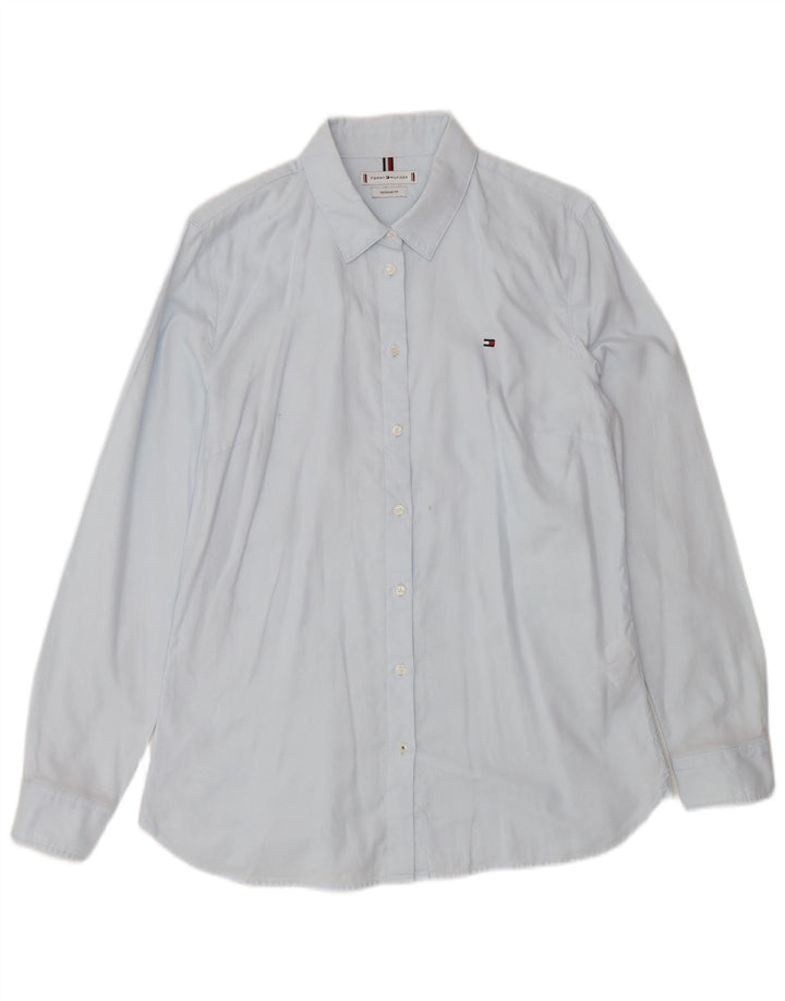 Tommy Hilfiger Damen-Hemd mit regulärer Passform, UK 12, mittelblau, Baumwolle, klassisch