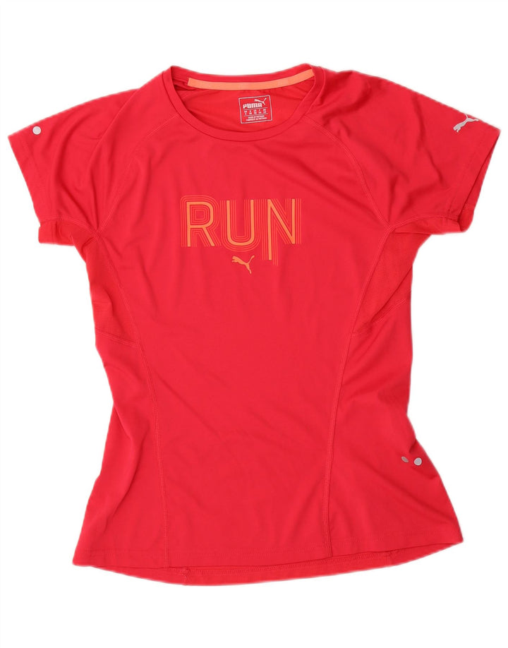 Puma Damen Grafik T-Shirt Top UK 10 Small Rot Polyester