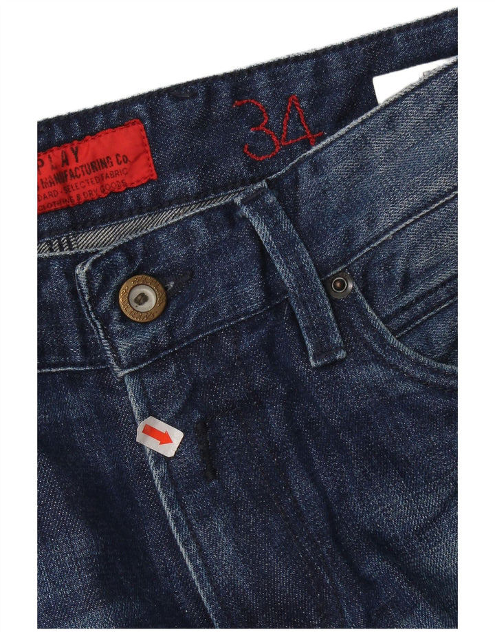 Replay Herren Straight Jeans W36 L32 Blaue Baumwolle