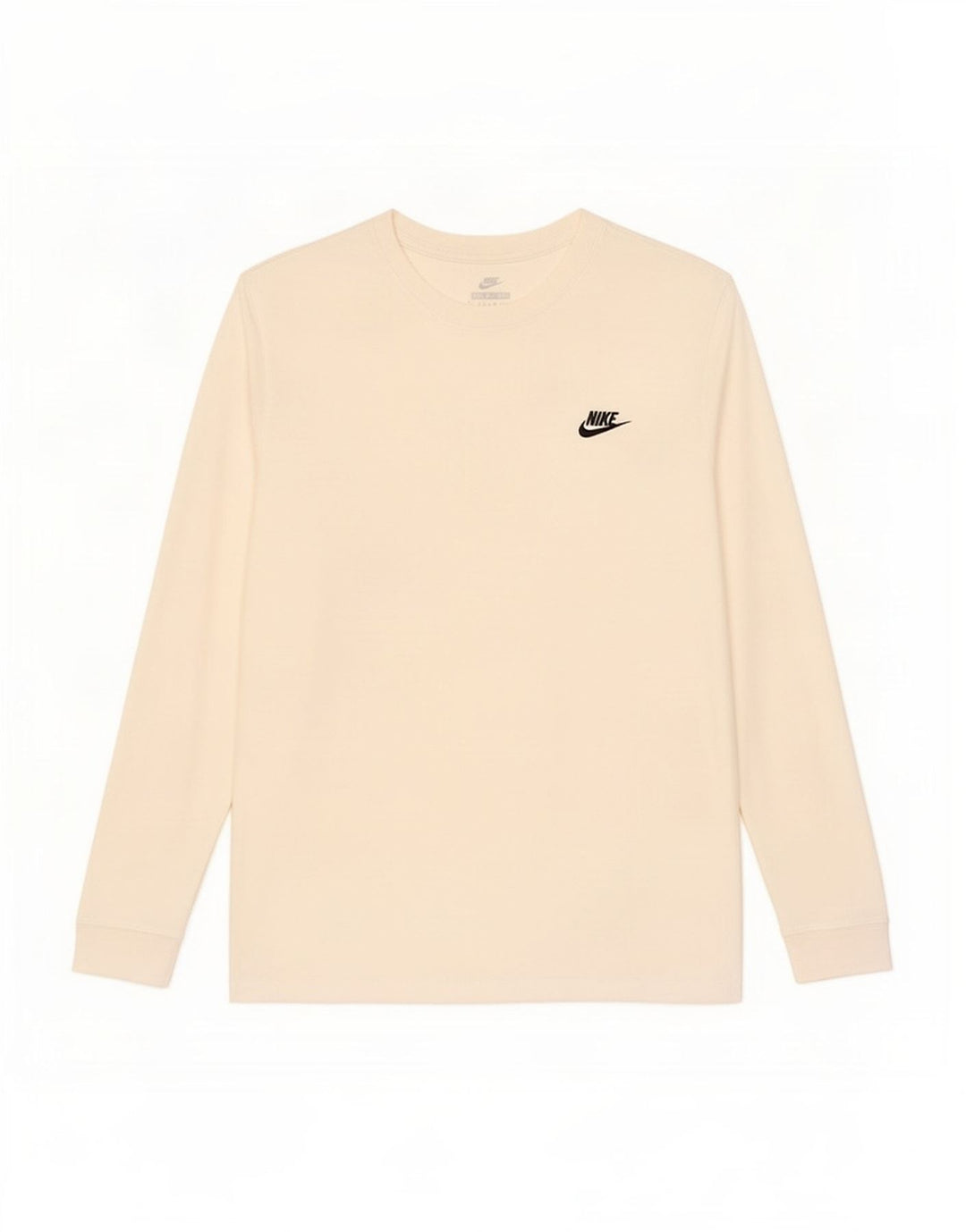 Nike Herren-Oberteil mit langen Ärmeln, groß, cremefarbene Baumwolle