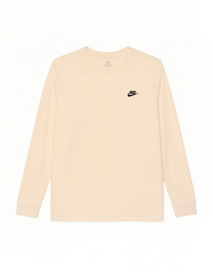Nike Herren-Oberteil mit langen Ärmeln, groß, cremefarbene Baumwolle