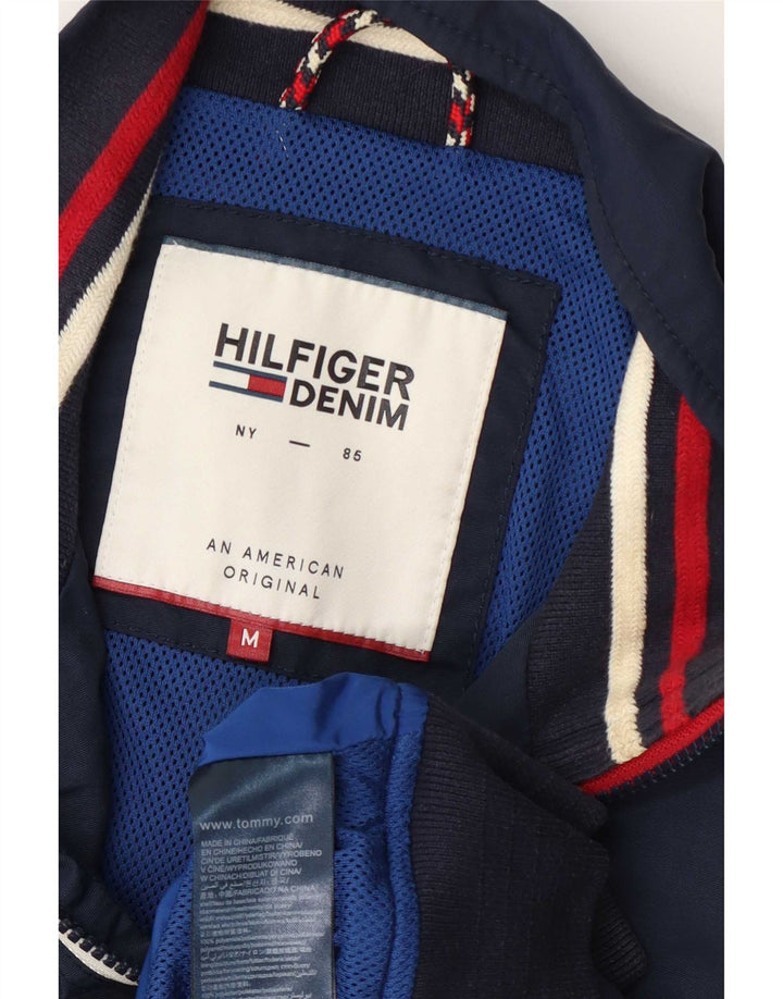 Tommy Hilfiger Herren Bomberjacke UK 38 Medium Navy Blue Gestreiftes Polyamid