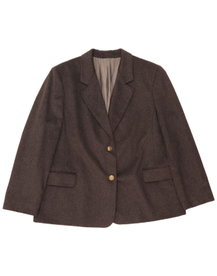 Vintage Damen 2-Knopf-Blazerjacke IT 51 2XL Graue Wolle