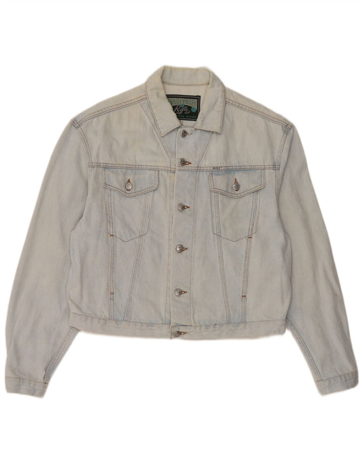 RIFLE Damen Crop Oversized Jeansjacke UK 10 Small Blau Baumwolle