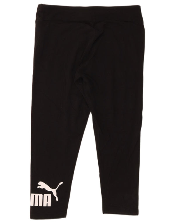 Puma Womens Graphic Capri Leggings UK 12 Mittelschwarze Baumwolle
