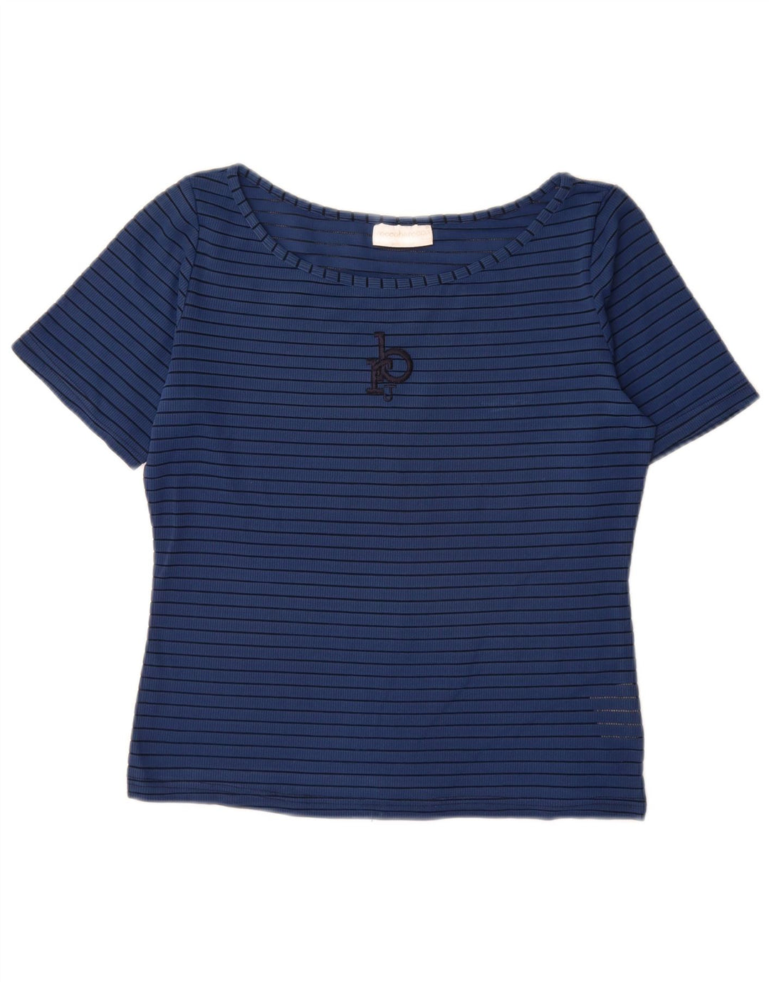 Roccobarocco Damen Grafik-T-Shirt-Oberteil IT 46, groß, blau gestreift, Polyester