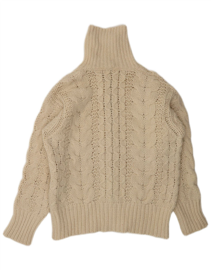 Post Card Herren-Cardigan mit durchgehendem Reißverschluss, Größe S, cremefarbene Wolle