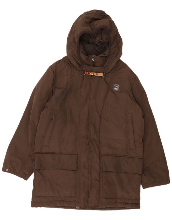 Piero Guidi Herren-Mantel mit Kapuze, gepolstert, UK 40, Größe L, braun, Polyester