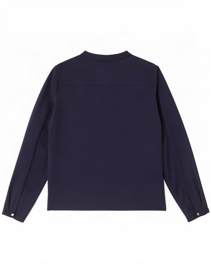 Zara Damen Langarm-Blusenoberteil UK 12 Medium Marineblau