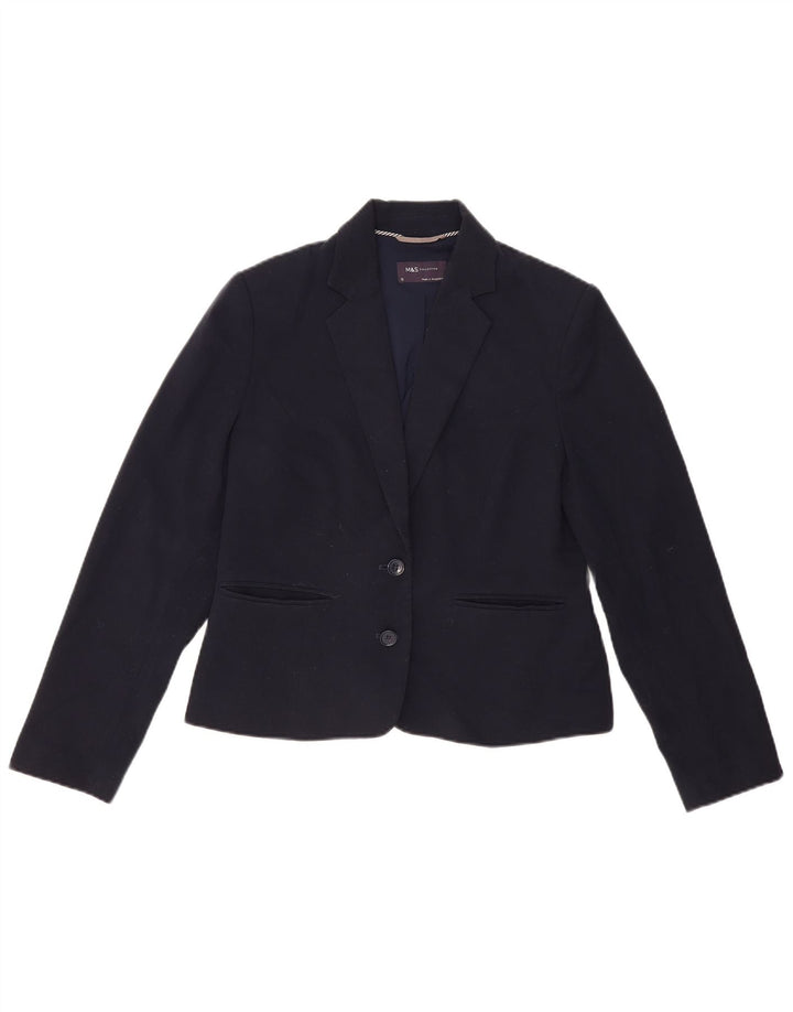 Marks & Spencer Damen-Blazerjacke mit 2 Knöpfen, Größe UK 12, mittleres Marineblau